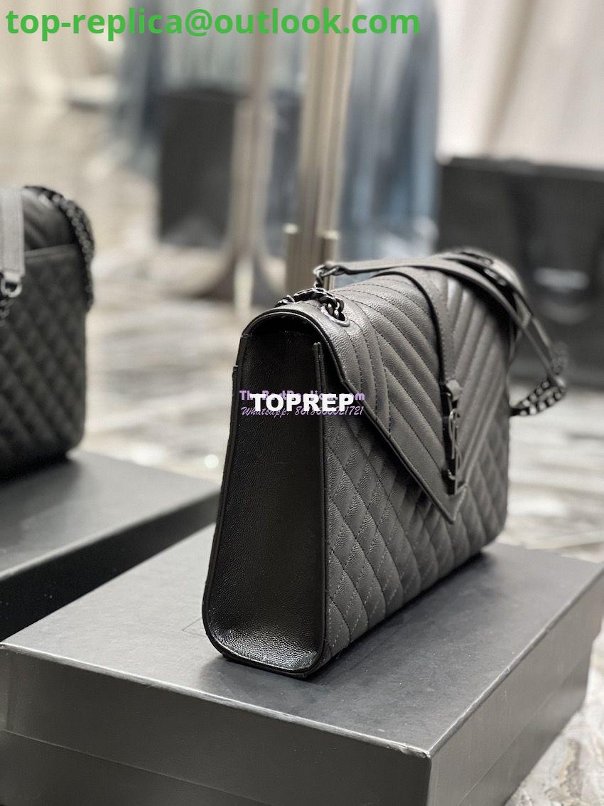 Replica YSL Saint Laurent Envelope Large Bag In Mix Matelasse Grain De Poudre Embossed Leather 487198 Black with Black Hardware 4 Replica YSL Saint Laurent Envelope Large Bag In Mix Matelasse Grain De Poudre Embossed Leather 487198 Black with Black Hardware 4