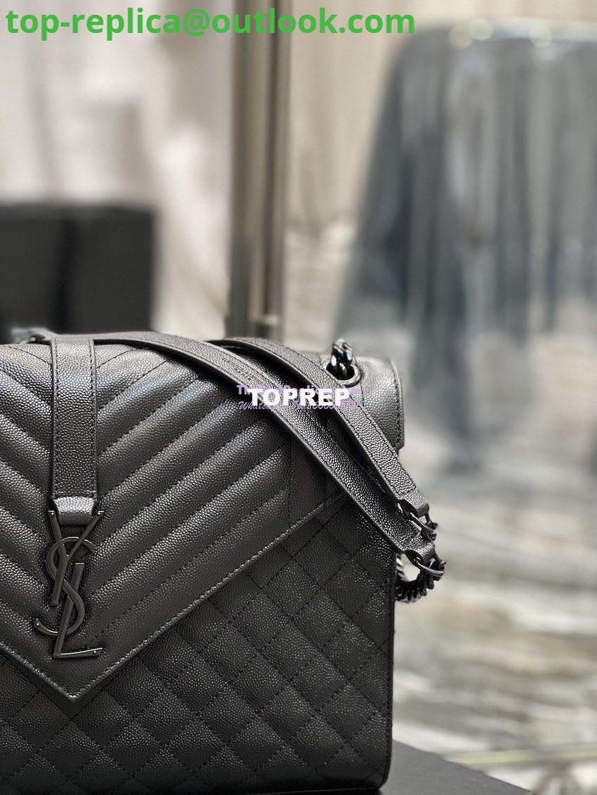 Replica YSL Saint Laurent Envelope Large Bag In Mix Matelasse Grain De Poudre Embossed Leather 487198 Black with Black Hardware 6 Replica YSL Saint Laurent Envelope Large Bag In Mix Matelasse Grain De Poudre Embossed Leather 487198 Black with Black Hardware 6