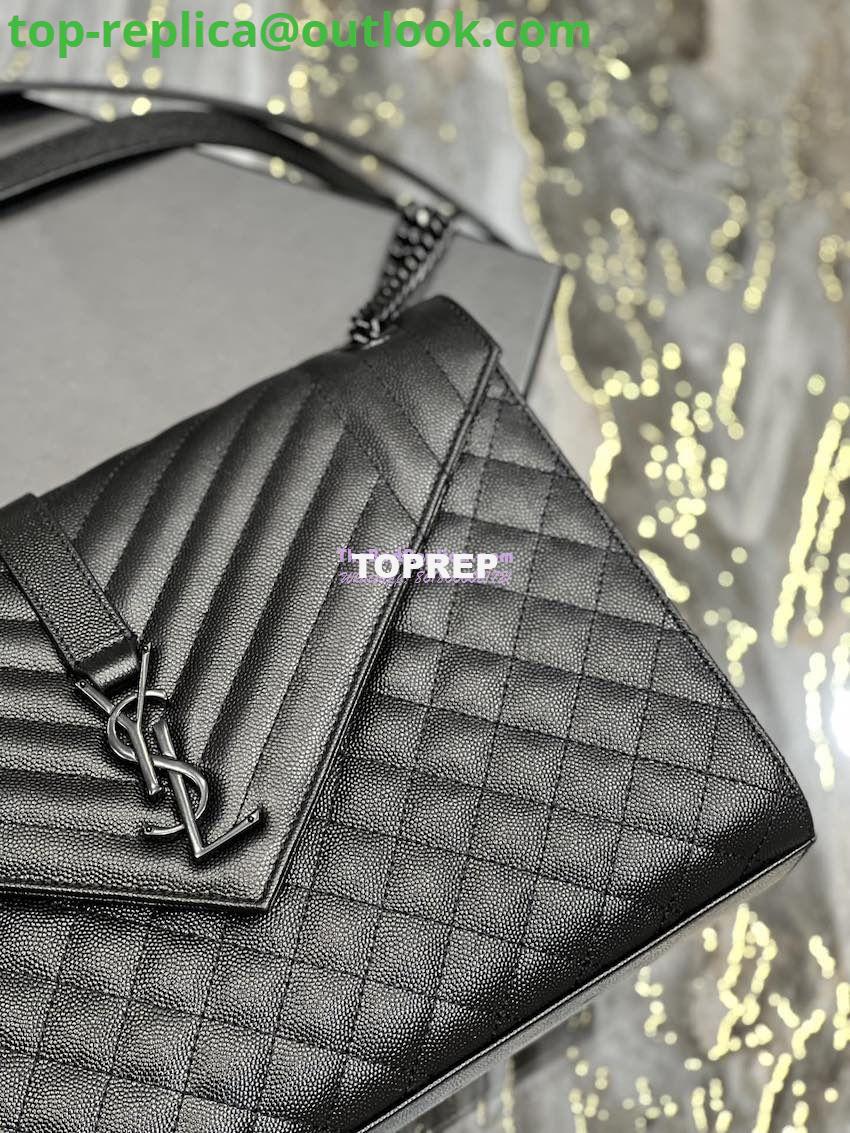 Replica YSL Saint Laurent Envelope Large Bag In Mix Matelasse Grain De Poudre Embossed Leather 487198 Black with Black Hardware 7 Replica YSL Saint Laurent Envelope Large Bag In Mix Matelasse Grain De Poudre Embossed Leather 487198 Black with Black Hardware 7