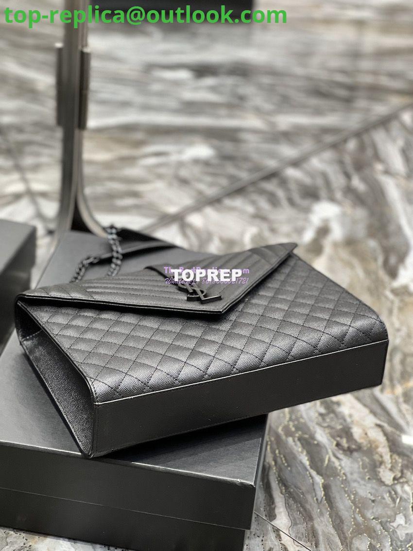 Replica YSL Saint Laurent Envelope Large Bag In Mix Matelasse Grain De Poudre Embossed Leather 487198 Black with Black Hardware 8 Replica YSL Saint Laurent Envelope Large Bag In Mix Matelasse Grain De Poudre Embossed Leather 487198 Black with Black Hardware 8