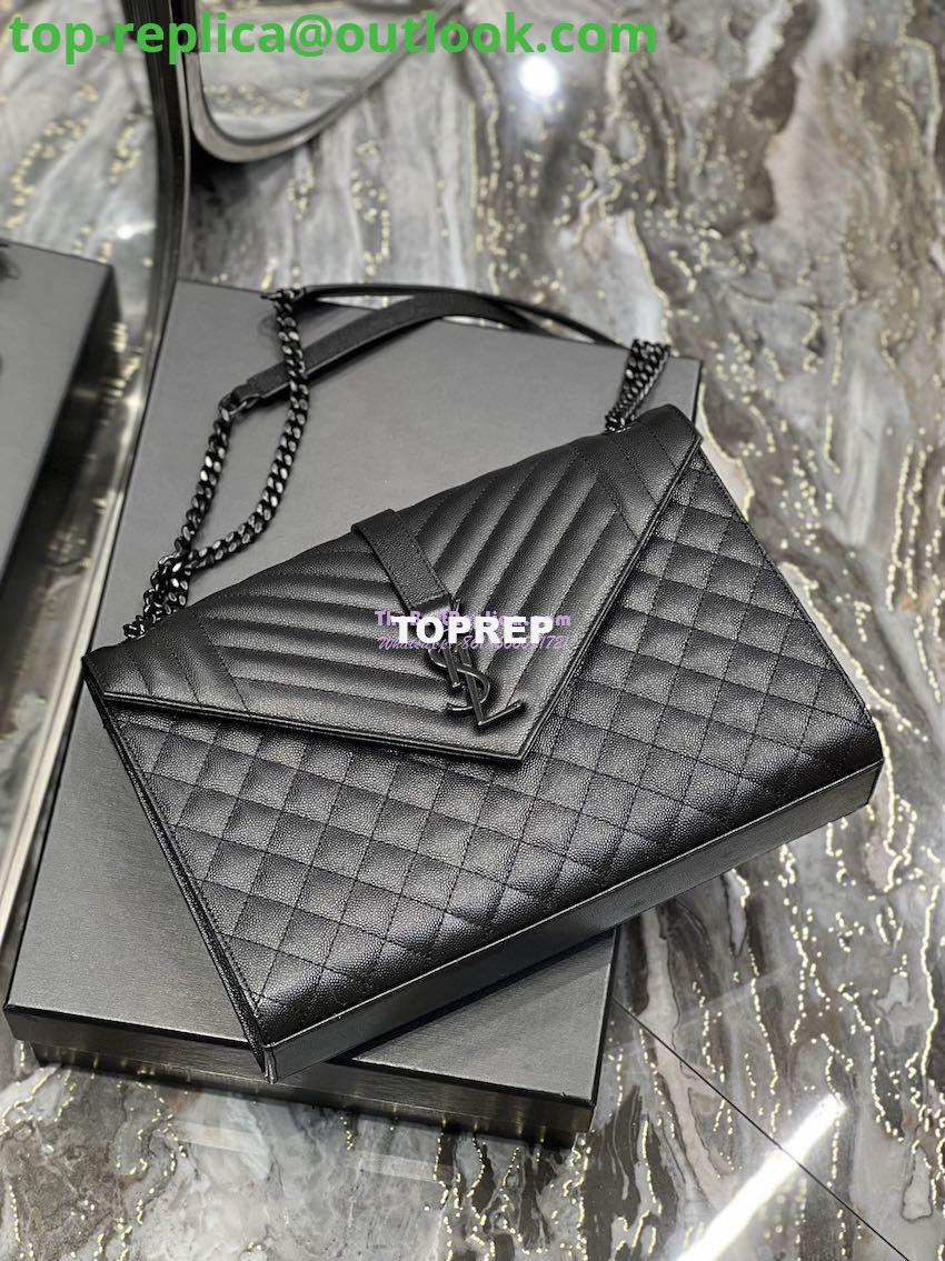 Replica YSL Saint Laurent Envelope Large Bag In Mix Matelasse Grain De Poudre Embossed Leather 487198 Black with Black Hardware 9 Replica YSL Saint Laurent Envelope Large Bag In Mix Matelasse Grain De Poudre Embossed Leather 487198 Black with Black Hardware 9