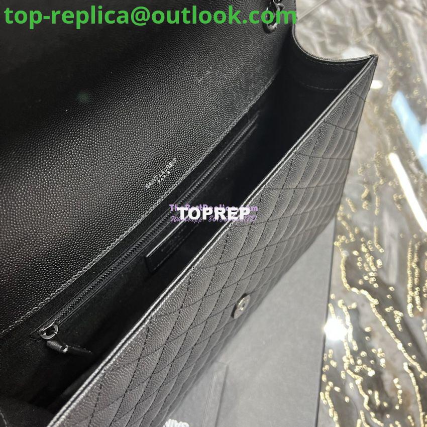 Replica YSL Saint Laurent Envelope Large Bag In Mix Matelasse Grain De Poudre Embossed Leather 487198 Black with Black Hardware 10 Replica YSL Saint Laurent Envelope Large Bag In Mix Matelasse Grain De Poudre Embossed Leather 487198 Black with Black Hardware 10