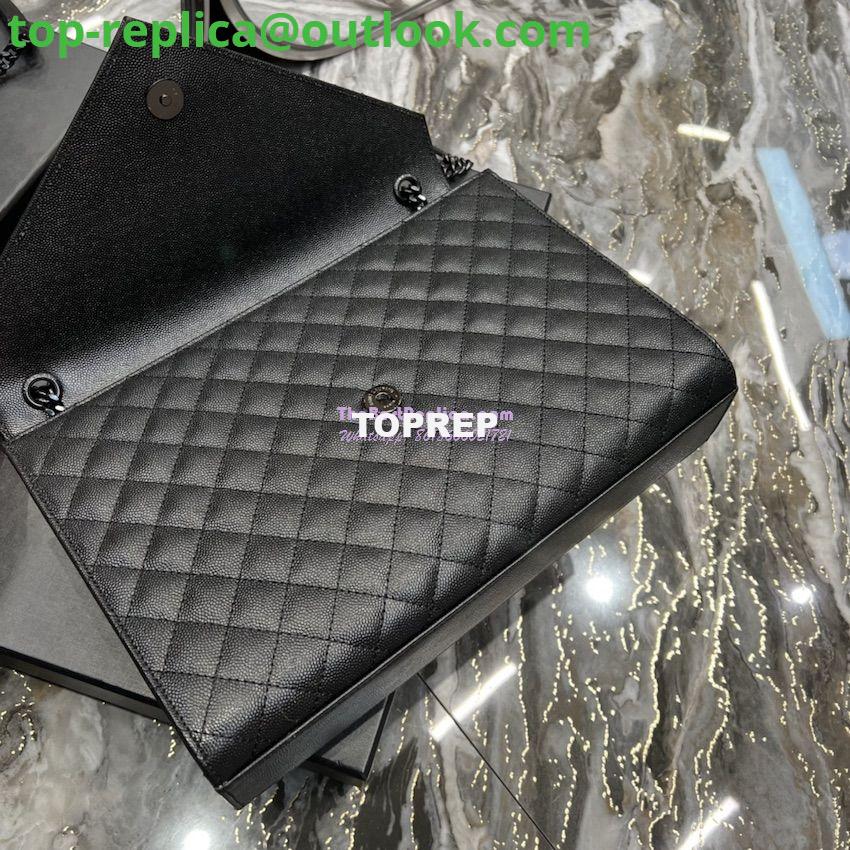 Replica YSL Saint Laurent Envelope Large Bag In Mix Matelasse Grain De Poudre Embossed Leather 487198 Black with Black Hardware 12 Replica YSL Saint Laurent Envelope Large Bag In Mix Matelasse Grain De Poudre Embossed Leather 487198 Black with Black Hardware 12