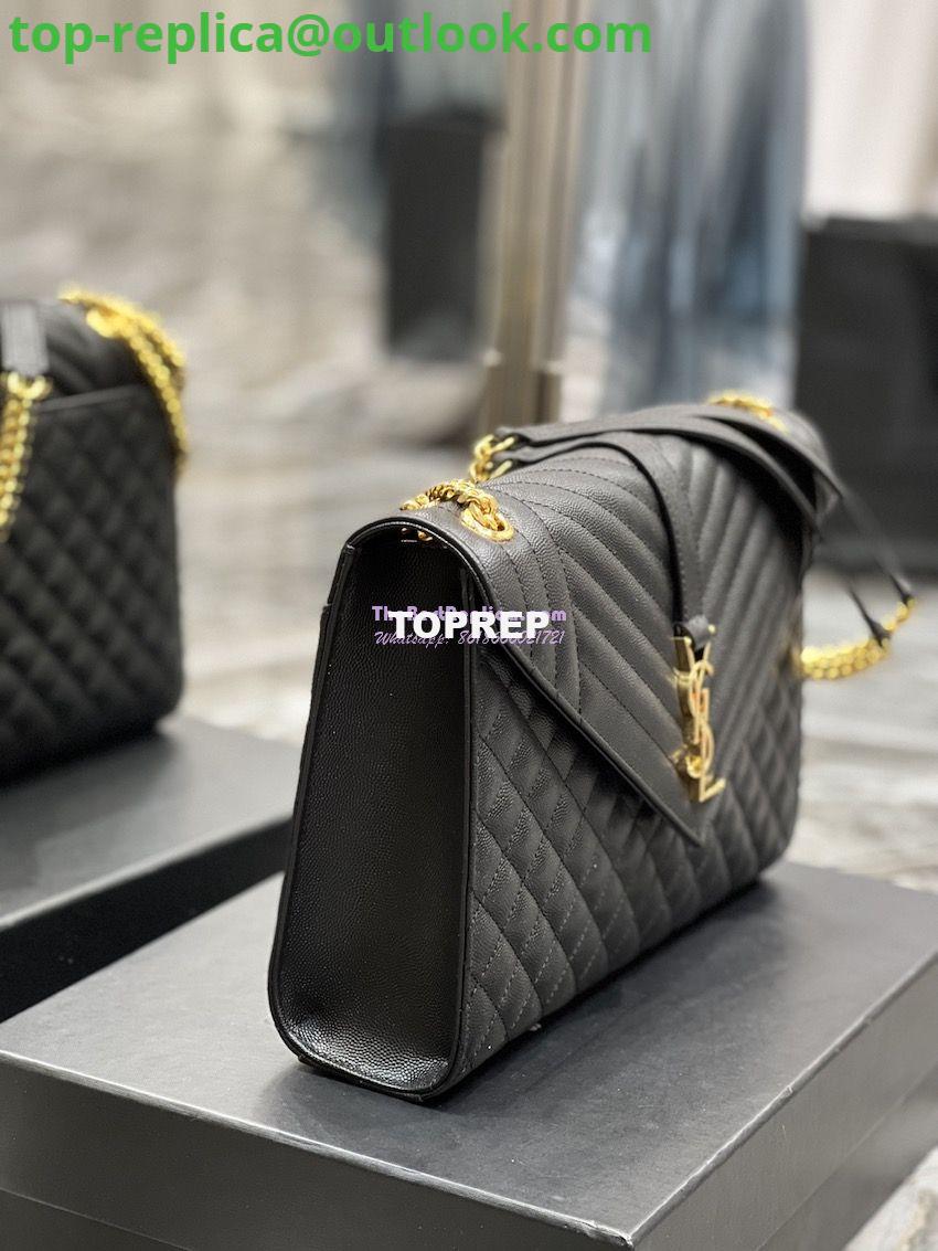 Replica YSL Saint Laurent Envelope Large Bag In Mix Matelasse Grain De Poudre Embossed Leather 487198 Black with Gold Hardware 4 Replica YSL Saint Laurent Envelope Large Bag In Mix Matelasse Grain De Poudre Embossed Leather 487198 Black with Gold Hardware 4