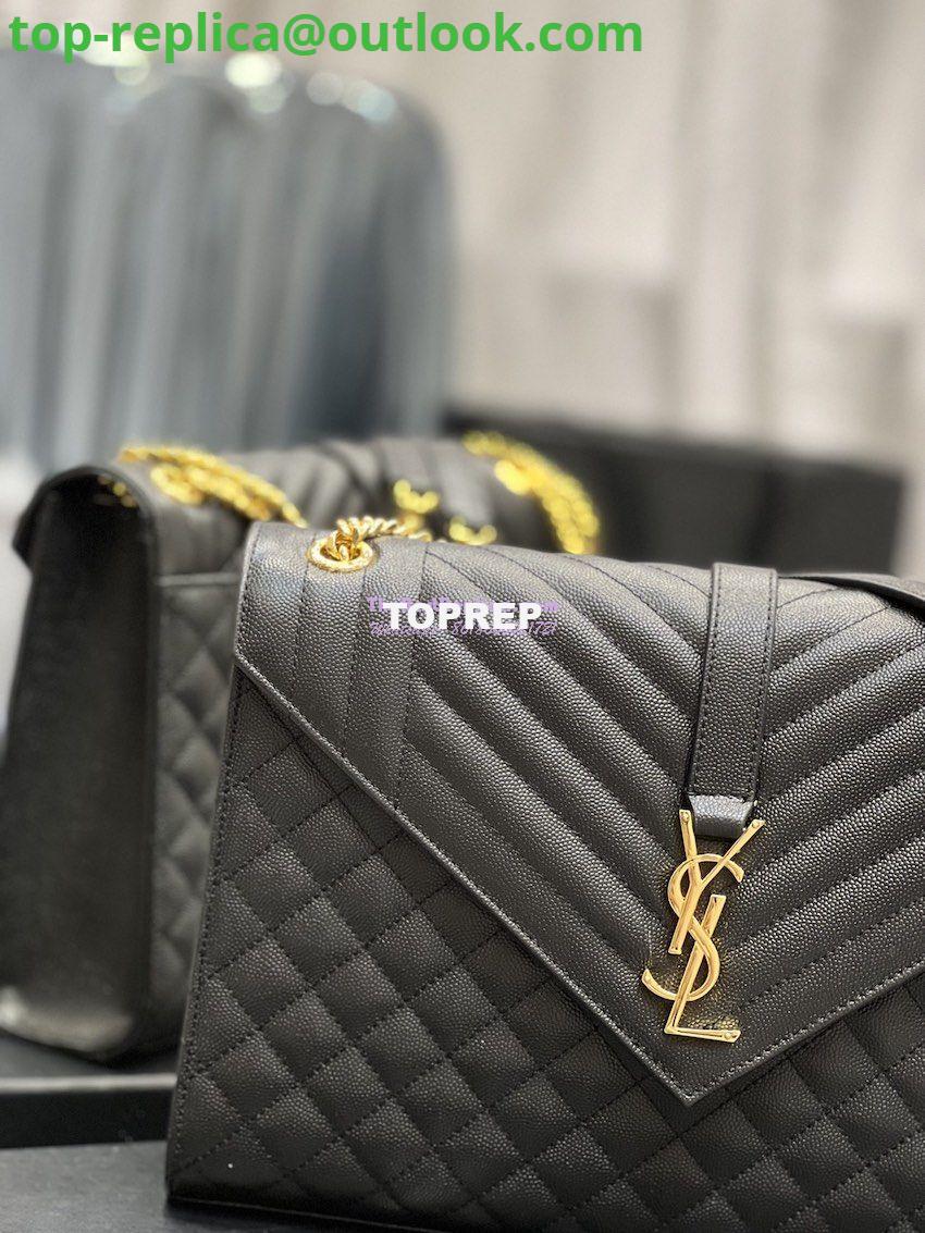 Replica YSL Saint Laurent Envelope Large Bag In Mix Matelasse Grain De Poudre Embossed Leather 487198 Black with Gold Hardware 6 Replica YSL Saint Laurent Envelope Large Bag In Mix Matelasse Grain De Poudre Embossed Leather 487198 Black with Gold Hardware 6