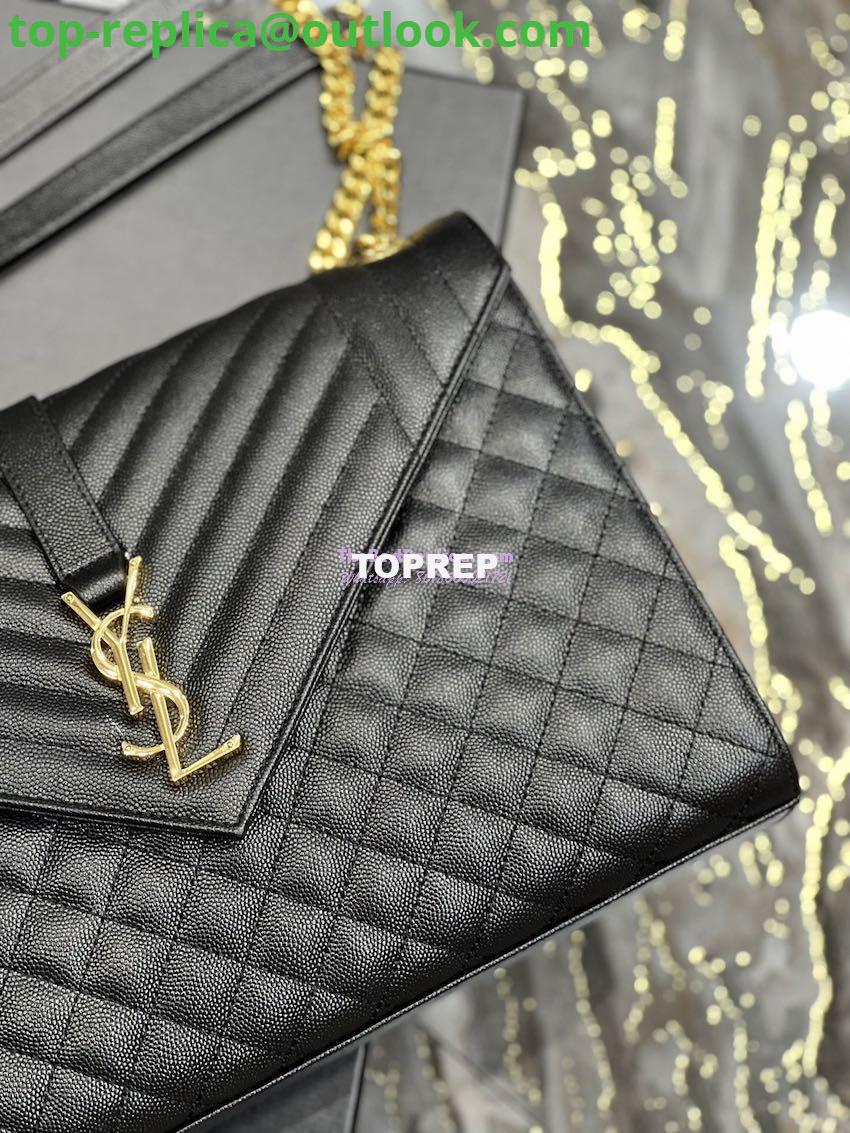 Replica YSL Saint Laurent Envelope Large Bag In Mix Matelasse Grain De Poudre Embossed Leather 487198 Black with Gold Hardware 7 Replica YSL Saint Laurent Envelope Large Bag In Mix Matelasse Grain De Poudre Embossed Leather 487198 Black with Gold Hardware 7