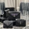 Replica YSL Saint Laurent Envelope Large Bag In Mix Matelasse Grain De Poudre Embossed Leather 487198 Black with Black Hardware 17