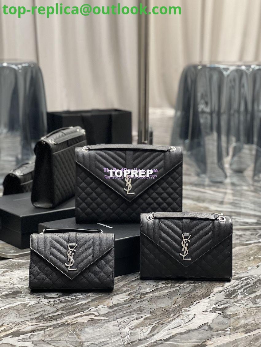 Replica YSL Saint Laurent Envelope Large Bag In Mix Matelasse Grain De Poudre Embossed Leather 487198 Black with Silver Hardware Replica YSL Saint Laurent Envelope Large Bag In Mix Matelasse Grain De Poudre Embossed Leather 487198 Black with Silver Hardware