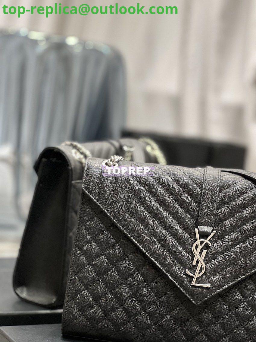 Replica YSL Saint Laurent Envelope Large Bag In Mix Matelasse Grain De Poudre Embossed Leather 487198 Black with Silver Hardware 4 Replica YSL Saint Laurent Envelope Large Bag In Mix Matelasse Grain De Poudre Embossed Leather 487198 Black with Silver Hardware 4