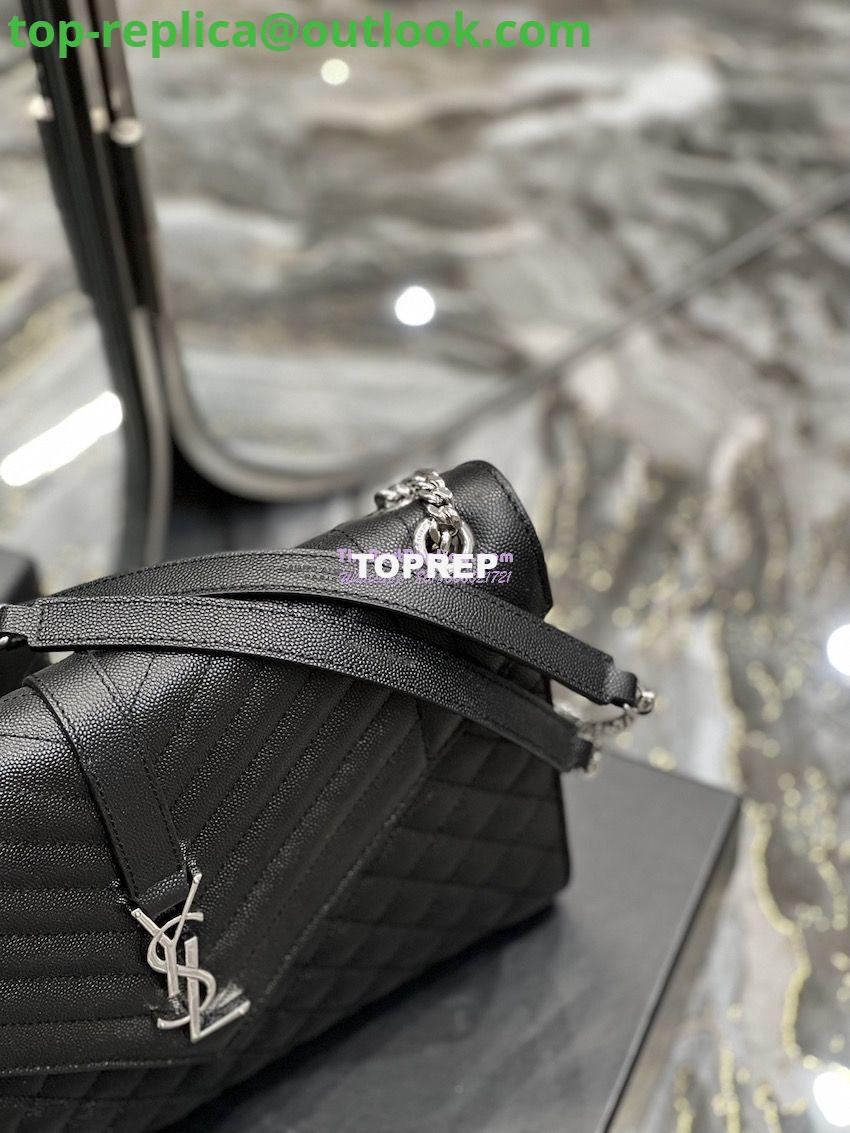Replica YSL Saint Laurent Envelope Large Bag In Mix Matelasse Grain De Poudre Embossed Leather 487198 Black with Silver Hardware 6 Replica YSL Saint Laurent Envelope Large Bag In Mix Matelasse Grain De Poudre Embossed Leather 487198 Black with Silver Hardware 6