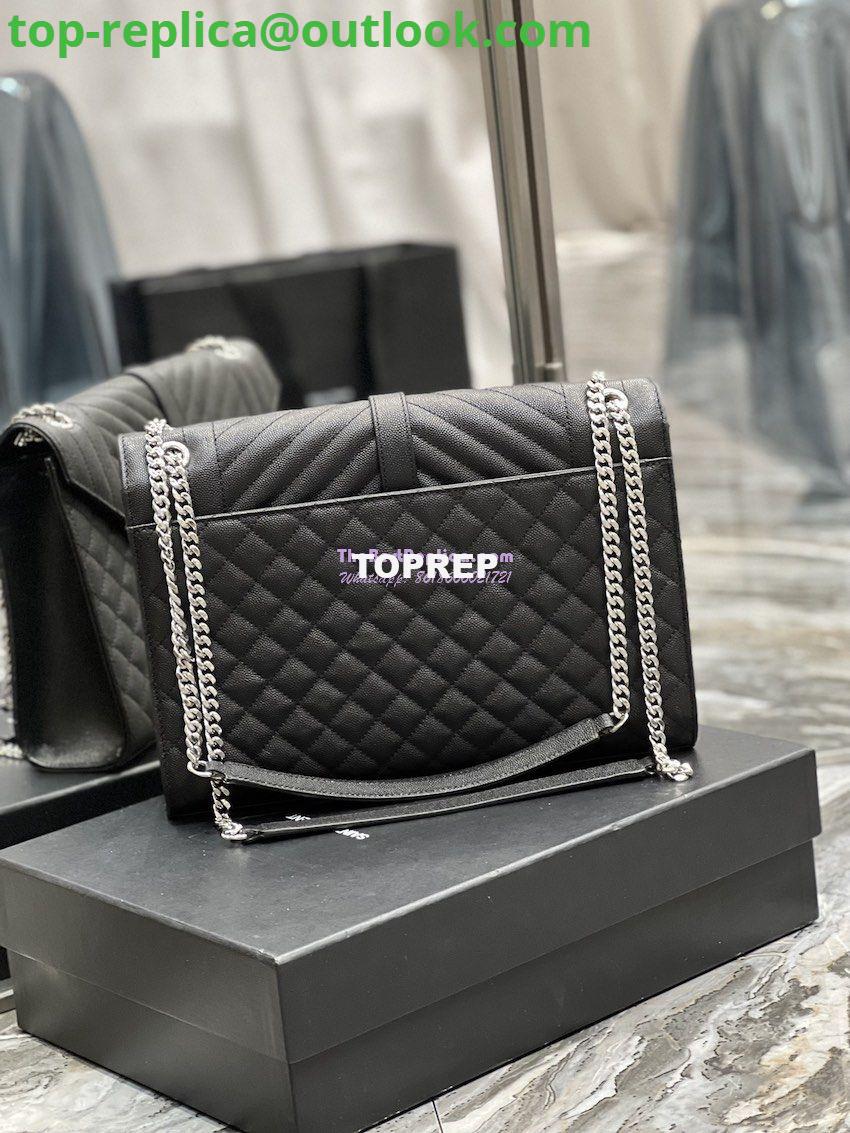 Replica YSL Saint Laurent Envelope Large Bag In Mix Matelasse Grain De Poudre Embossed Leather 487198 Black with Silver Hardware 8 Replica YSL Saint Laurent Envelope Large Bag In Mix Matelasse Grain De Poudre Embossed Leather 487198 Black with Silver Hardware 8