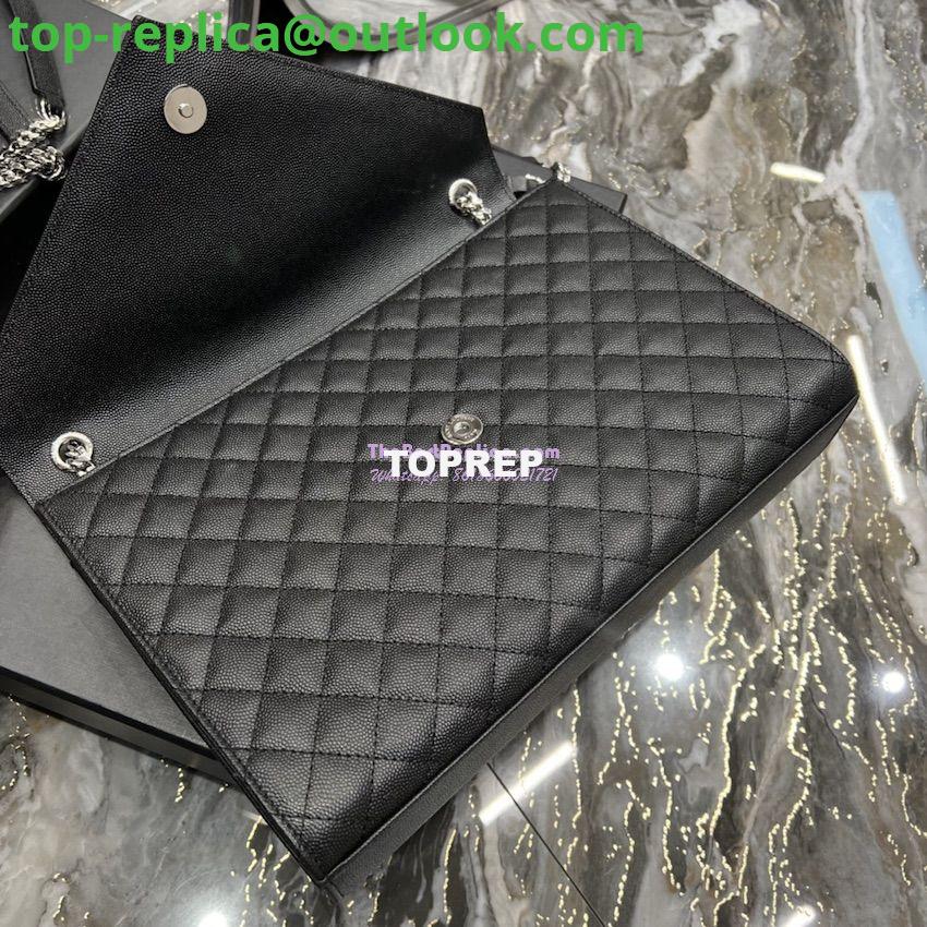 Replica YSL Saint Laurent Envelope Large Bag In Mix Matelasse Grain De Poudre Embossed Leather 487198 Black with Silver Hardware 10 Replica YSL Saint Laurent Envelope Large Bag In Mix Matelasse Grain De Poudre Embossed Leather 487198 Black with Silver Hardware 10