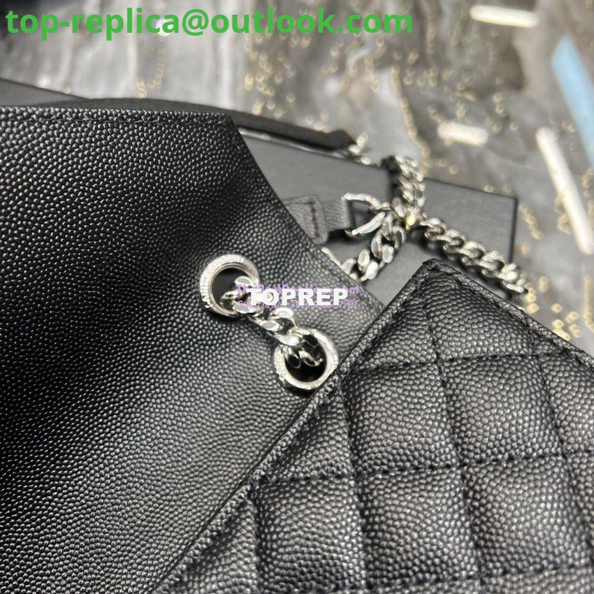 Replica YSL Saint Laurent Envelope Large Bag In Mix Matelasse Grain De Poudre Embossed Leather 487198 Black with Silver Hardware 11 Replica YSL Saint Laurent Envelope Large Bag In Mix Matelasse Grain De Poudre Embossed Leather 487198 Black with Silver Hardware 11