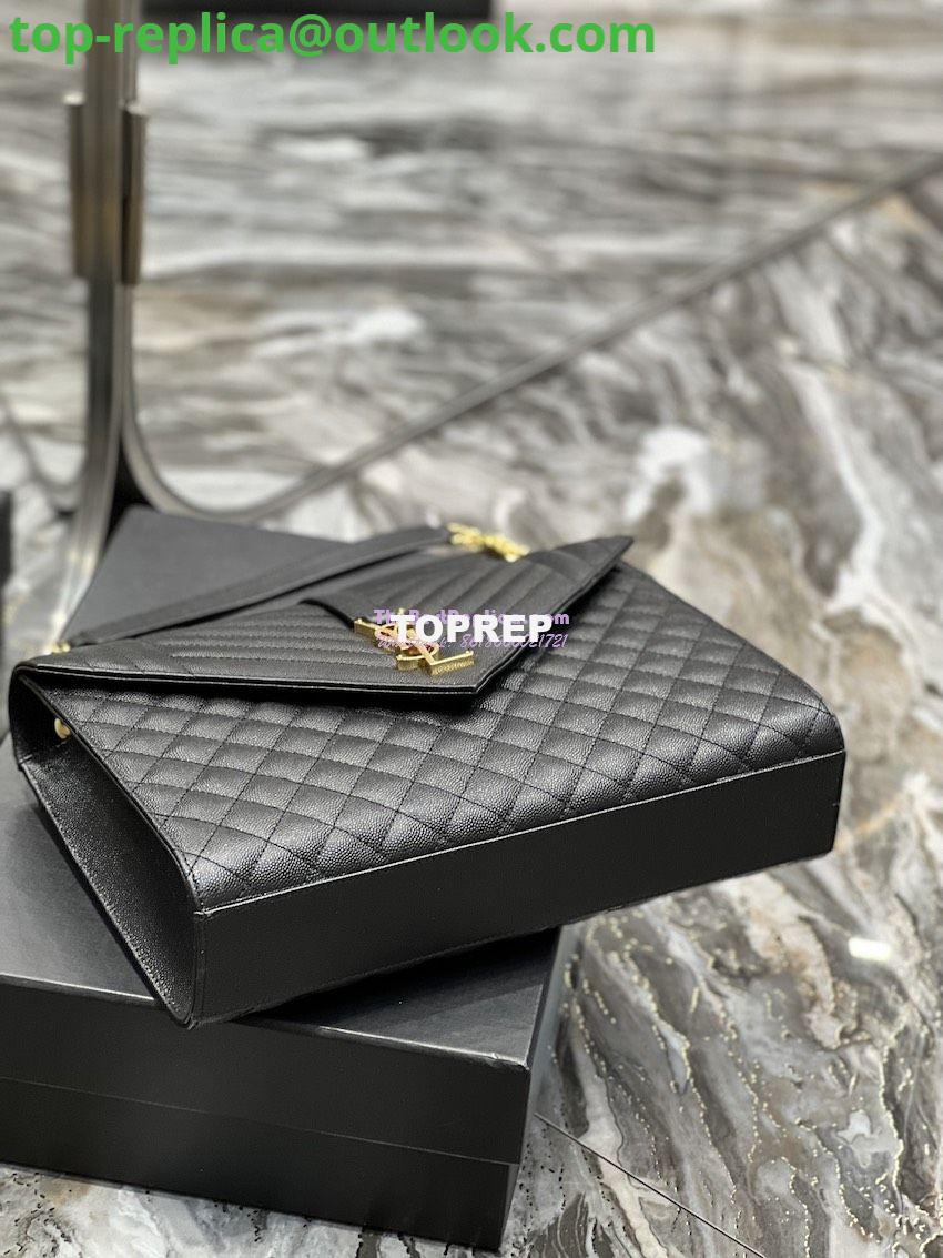 Replica YSL Saint Laurent Envelope Large Bag In Mix Matelasse Grain De Poudre Embossed Leather 487198 Black with Gold Hardware 13 Replica YSL Saint Laurent Envelope Large Bag In Mix Matelasse Grain De Poudre Embossed Leather 487198 Black with Gold Hardware 13