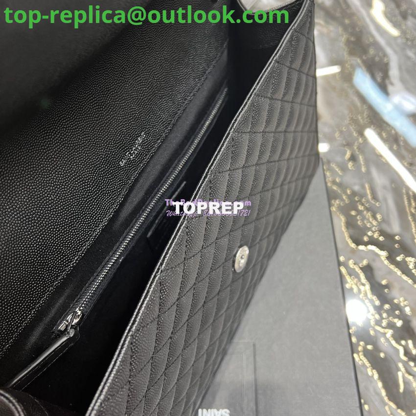 Replica YSL Saint Laurent Envelope Large Bag In Mix Matelasse Grain De Poudre Embossed Leather 487198 Black with Silver Hardware 13 Replica YSL Saint Laurent Envelope Large Bag In Mix Matelasse Grain De Poudre Embossed Leather 487198 Black with Silver Hardware 13