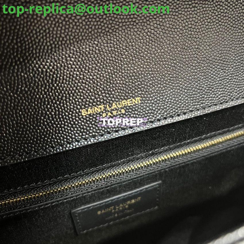 Replica YSL Saint Laurent Envelope Large Bag In Mix Matelasse Grain De Poudre Embossed Leather 487198 Black with Gold Hardware 14 Replica YSL Saint Laurent Envelope Large Bag In Mix Matelasse Grain De Poudre Embossed Leather 487198 Black with Gold Hardware 14