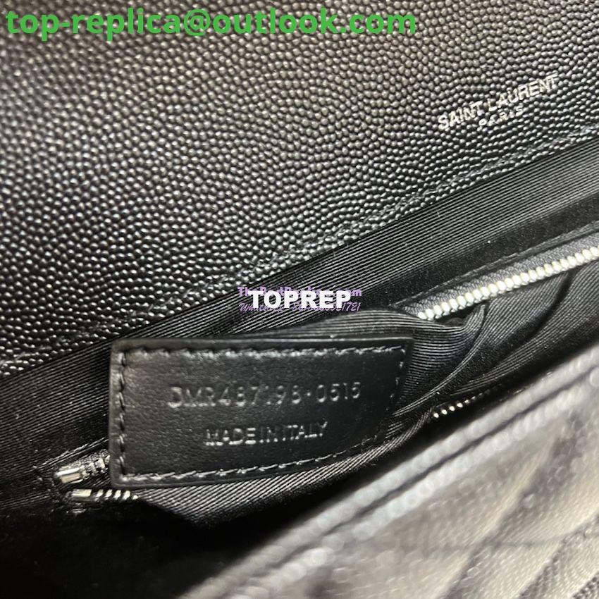 Replica YSL Saint Laurent Envelope Large Bag In Mix Matelasse Grain De Poudre Embossed Leather 487198 Black with Silver Hardware 15 Replica YSL Saint Laurent Envelope Large Bag In Mix Matelasse Grain De Poudre Embossed Leather 487198 Black with Silver Hardware 15