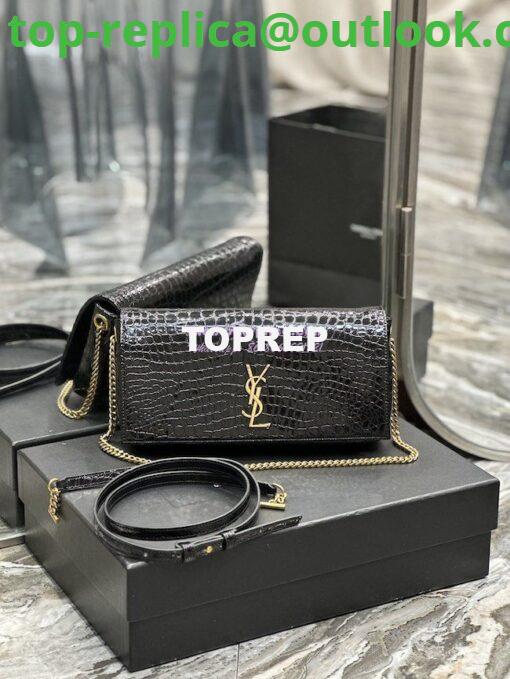 Replica YSL Saint Laurent Kate 99 Chain Bag In Crocodile Embossed Calfskin 6606181 Black