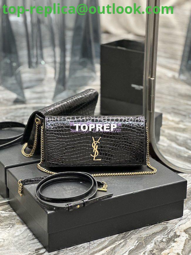 Replica YSL Saint Laurent Kate 99 Chain Bag In Crocodile Embossed Calfskin 6606181 Black Replica YSL Saint Laurent Kate 99 Chain Bag In Crocodile Embossed Calfskin 6606181 Black