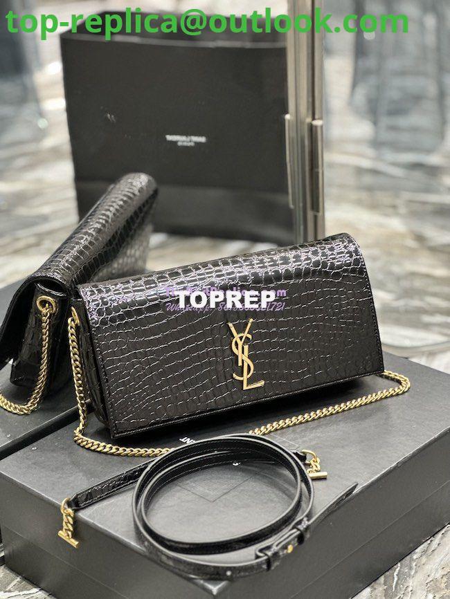Replica YSL Saint Laurent Kate 99 Chain Bag In Crocodile Embossed Calfskin 6606181 Black 2 Replica YSL Saint Laurent Kate 99 Chain Bag In Crocodile Embossed Calfskin 6606181 Black 2