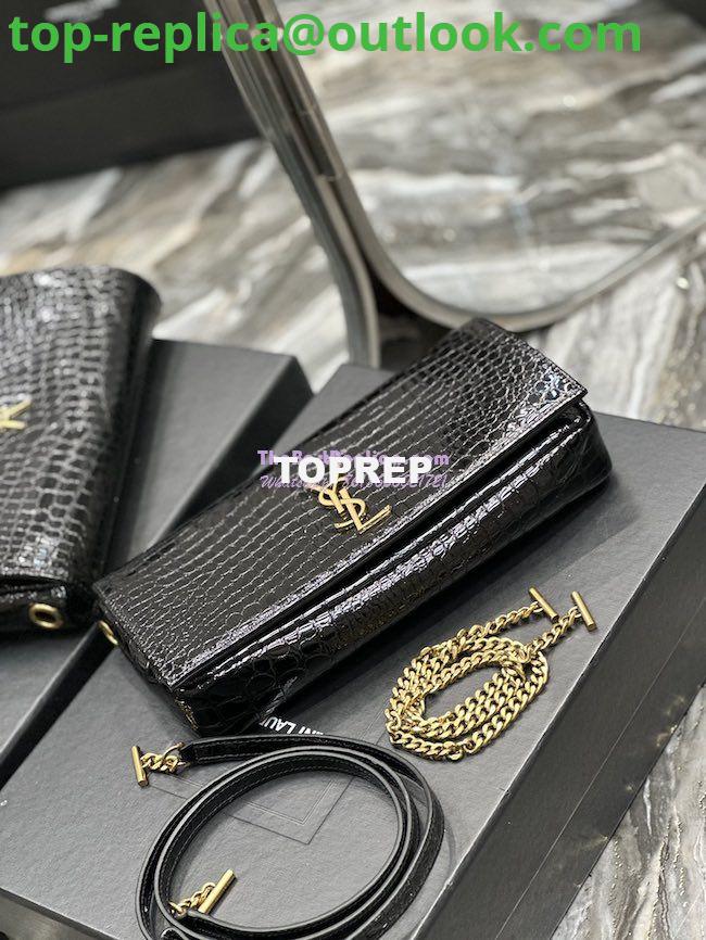 Replica YSL Saint Laurent Kate 99 Chain Bag In Crocodile Embossed Calfskin 6606181 Black 3 Replica YSL Saint Laurent Kate 99 Chain Bag In Crocodile Embossed Calfskin 6606181 Black 3