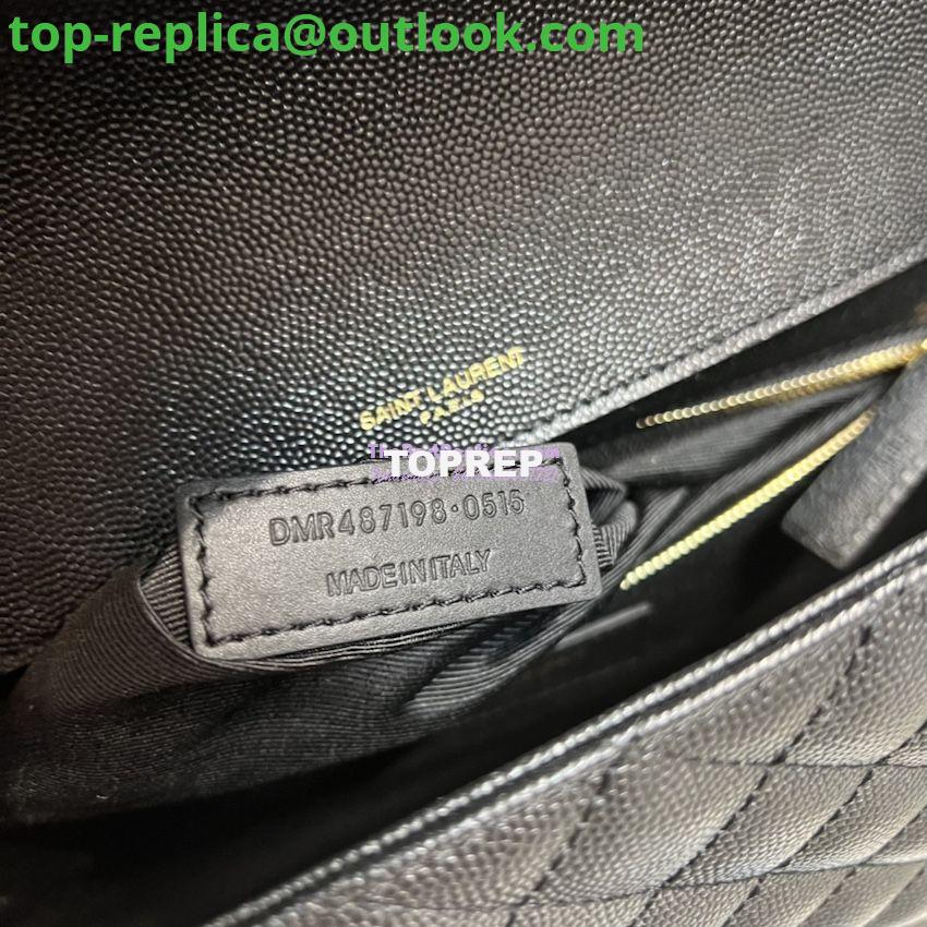 Replica YSL Saint Laurent Envelope Large Bag In Mix Matelasse Grain De Poudre Embossed Leather 487198 Black with Gold Hardware 15 Replica YSL Saint Laurent Envelope Large Bag In Mix Matelasse Grain De Poudre Embossed Leather 487198 Black with Gold Hardware 15