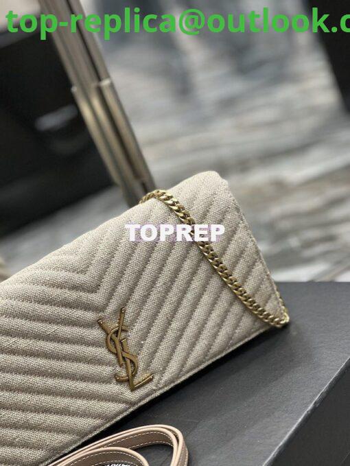 Replica YSL Saint Laurent Kate 99 Chain Bag In Quilted Linen 6606181 Beige 5