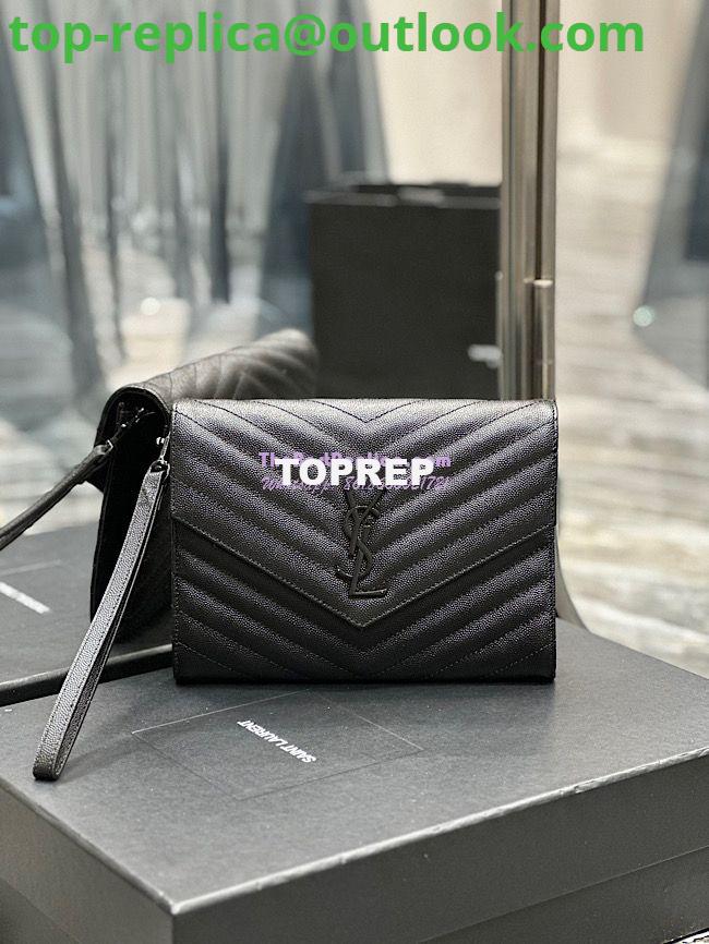 Replica YSL Saint Laurent Monogram Clutch in Quilted Grain De Poudre Embossed Leather 617662 All Black Replica YSL Saint Laurent Monogram Clutch in Quilted Grain De Poudre Embossed Leather 617662 All Black