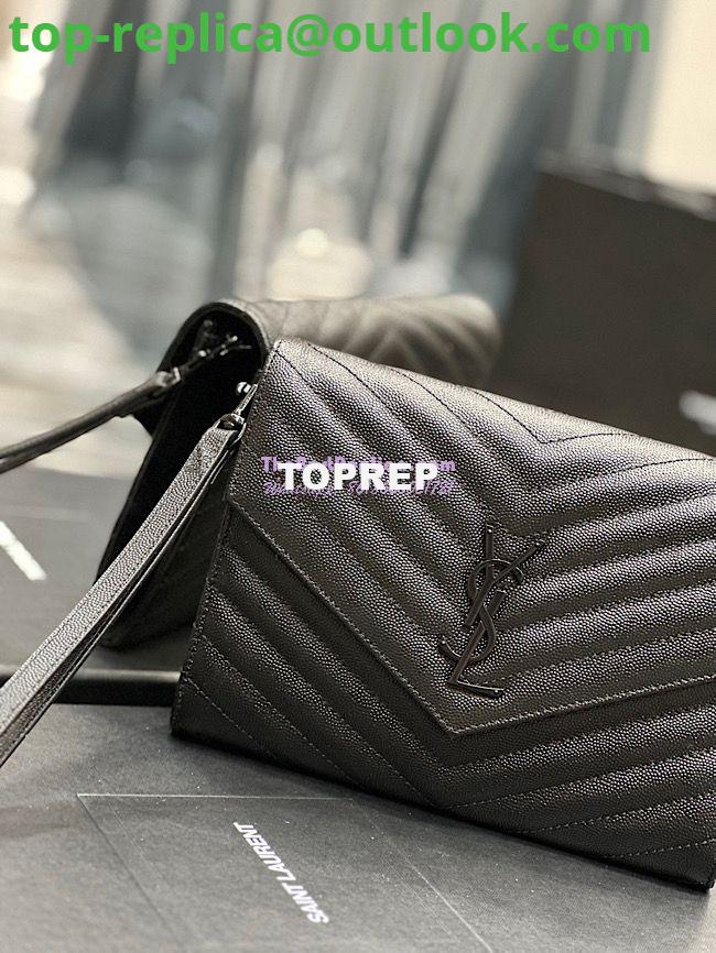 Replica YSL Saint Laurent Monogram Clutch in Quilted Grain De Poudre Embossed Leather 617662 All Black 3 Replica YSL Saint Laurent Monogram Clutch in Quilted Grain De Poudre Embossed Leather 617662 All Black 3