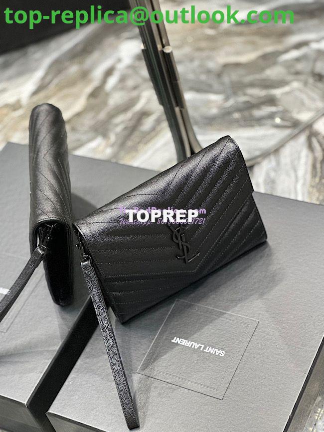 Replica YSL Saint Laurent Monogram Clutch in Quilted Grain De Poudre Embossed Leather 617662 All Black 4 Replica YSL Saint Laurent Monogram Clutch in Quilted Grain De Poudre Embossed Leather 617662 All Black 4