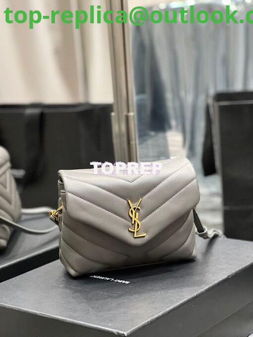 Replica Yves Saint Laurent YSL Loulou Toy Bag In Matelassé "Y" Leather Grey 467072 2