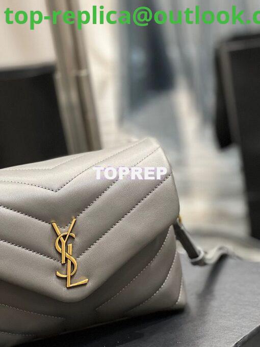 Replica Yves Saint Laurent YSL Loulou Toy Bag In Matelassé "Y" Leather Grey 467072 5