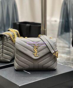 Replica Yves Saint Laurent YSL Loulou Small In Matelassé “Y” Leather Grey 494699