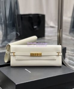 Replica YSL Saint Laurent Manhattan Clutch In Box Leather 695949 Blanc