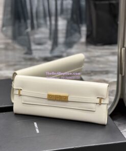 Replica YSL Saint Laurent Manhattan Clutch In Box Leather 695949 Blanc 2