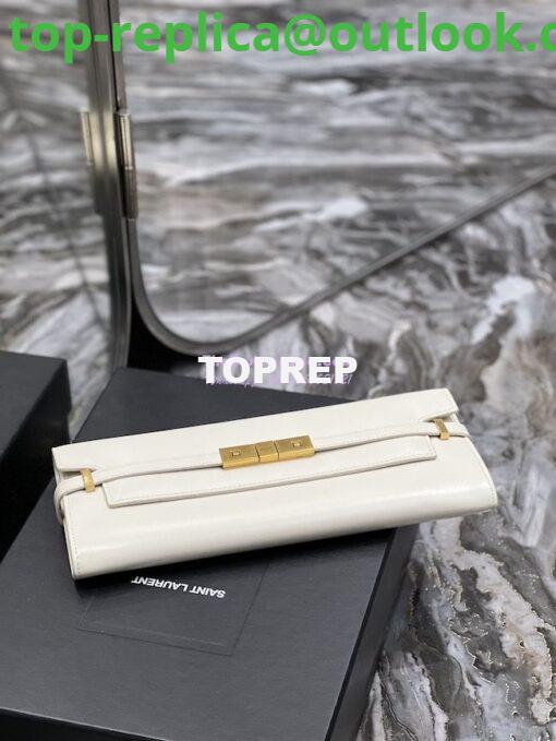 Replica YSL Saint Laurent Manhattan Clutch In Box Leather 695949 Blanc 5