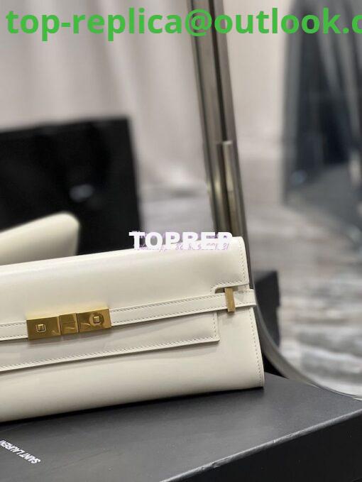 Replica YSL Saint Laurent Manhattan Clutch In Box Leather 695949 Blanc 6