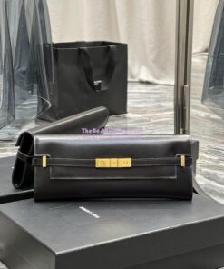 Replica YSL Saint Laurent Manhattan Clutch In Box Leather 695949 Black