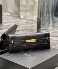 Replica YSL Saint Laurent Manhattan Clutch In Box Leather 695949 Black 2