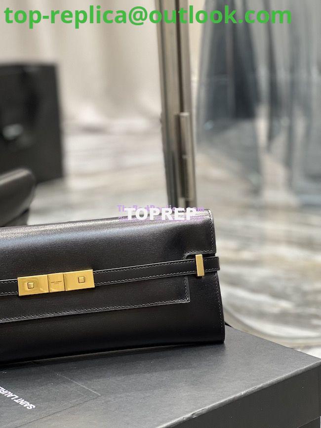 Replica YSL Saint Laurent Manhattan Clutch In Box Leather 695949 Black 4 Replica YSL Saint Laurent Manhattan Clutch In Box Leather 695949 Black 4