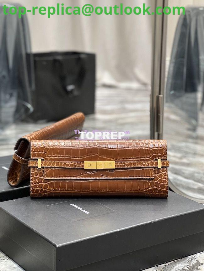 Replica YSL Saint Laurent Manhattan Clutch In Crocodile-Embossed Leather 695949 Dark Caramel 3 Replica YSL Saint Laurent Manhattan Clutch In Crocodile-Embossed Leather 695949 Dark Caramel 3