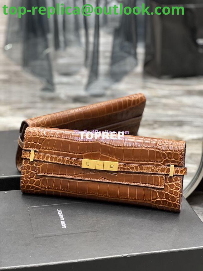 Replica YSL Saint Laurent Manhattan Clutch In Crocodile-Embossed Leather 695949 Dark Caramel 4 Replica YSL Saint Laurent Manhattan Clutch In Crocodile-Embossed Leather 695949 Dark Caramel 4