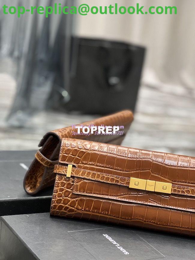 Replica YSL Saint Laurent Manhattan Clutch In Crocodile-Embossed Leather 695949 Dark Caramel 5 Replica YSL Saint Laurent Manhattan Clutch In Crocodile-Embossed Leather 695949 Dark Caramel 5