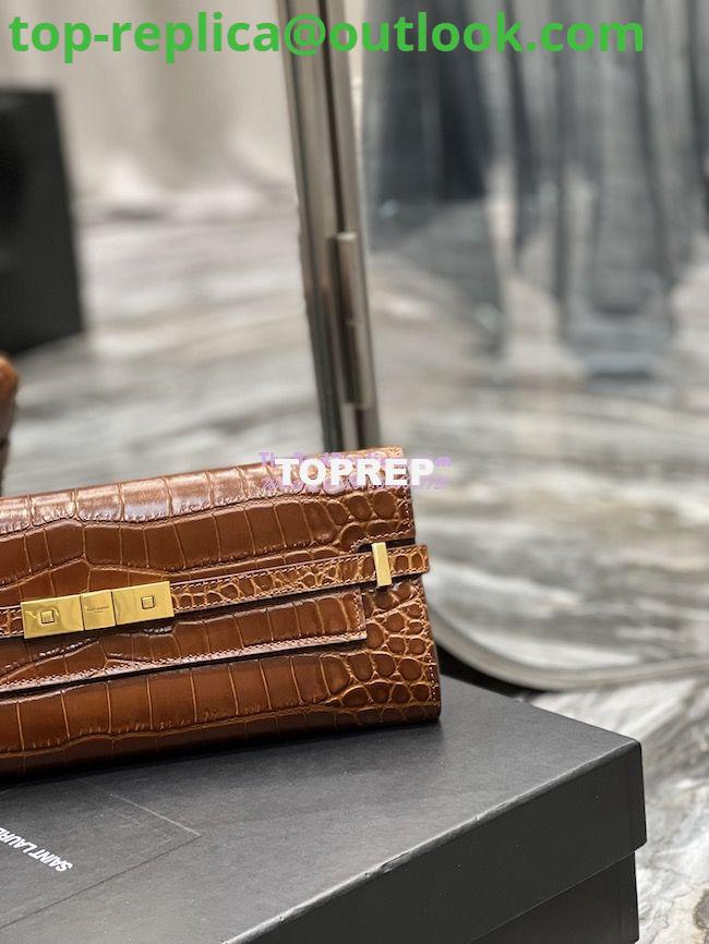 Replica YSL Saint Laurent Manhattan Clutch In Crocodile-Embossed Leather 695949 Dark Caramel 6 Replica YSL Saint Laurent Manhattan Clutch In Crocodile-Embossed Leather 695949 Dark Caramel 6
