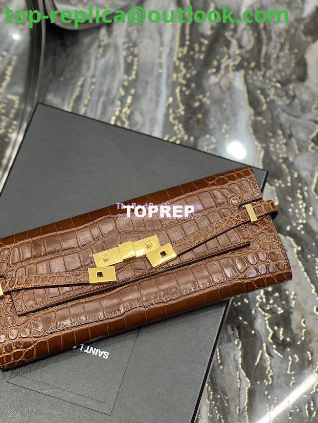 Replica YSL Saint Laurent Manhattan Clutch In Crocodile-Embossed Leather 695949 Dark Caramel 7 Replica YSL Saint Laurent Manhattan Clutch In Crocodile-Embossed Leather 695949 Dark Caramel 7