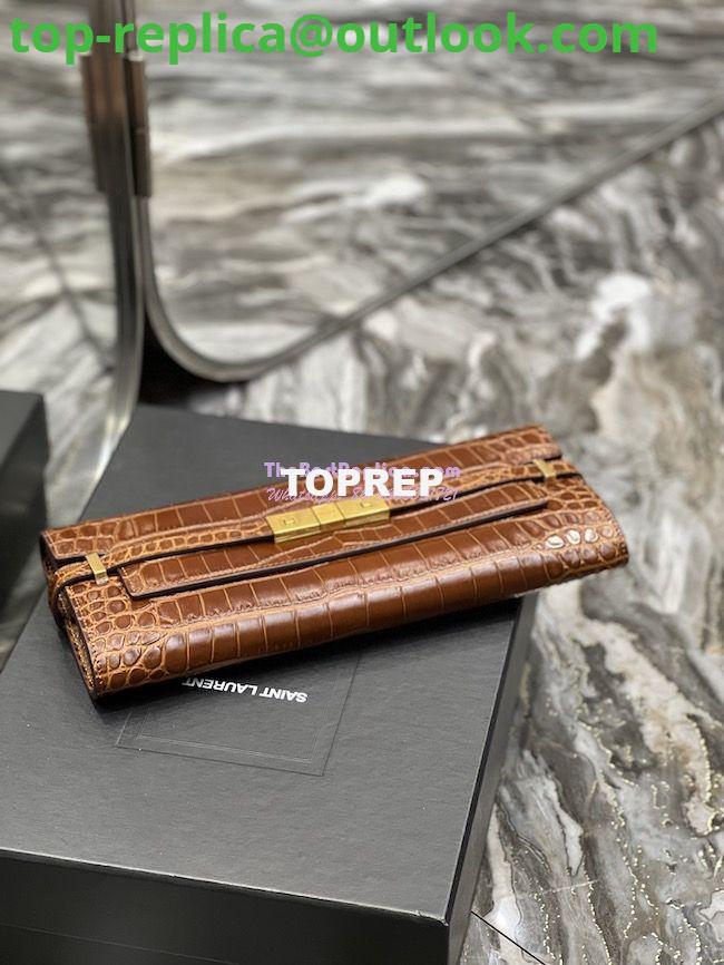 Replica YSL Saint Laurent Manhattan Clutch In Crocodile-Embossed Leather 695949 Dark Caramel 8 Replica YSL Saint Laurent Manhattan Clutch In Crocodile-Embossed Leather 695949 Dark Caramel 8