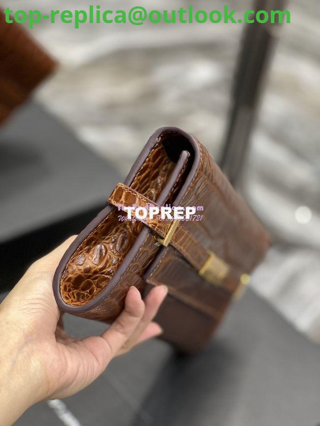 Replica YSL Saint Laurent Manhattan Clutch In Crocodile-Embossed Leather 695949 Dark Caramel 9 Replica YSL Saint Laurent Manhattan Clutch In Crocodile-Embossed Leather 695949 Dark Caramel 9