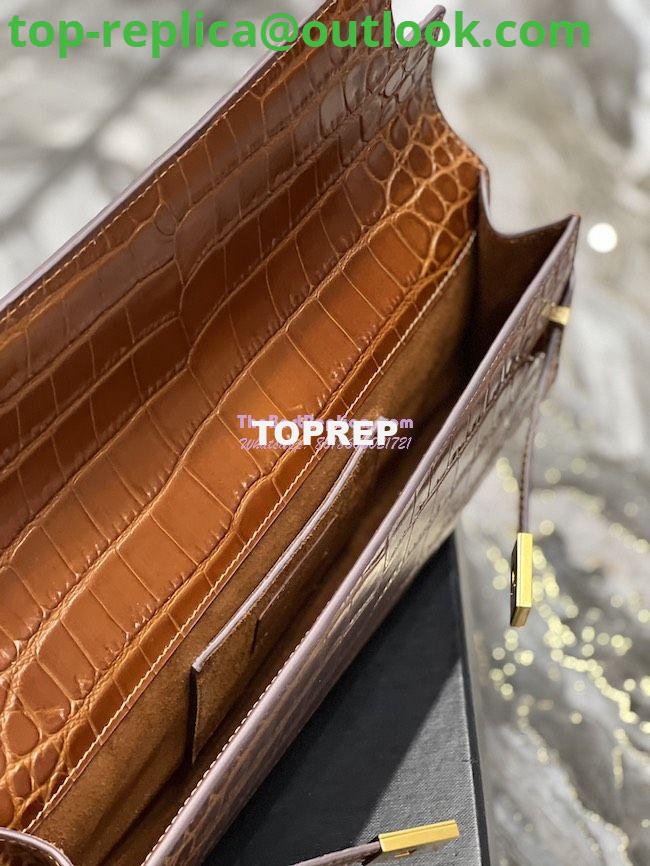 Replica YSL Saint Laurent Manhattan Clutch In Crocodile-Embossed Leather 695949 Dark Caramel 10 Replica YSL Saint Laurent Manhattan Clutch In Crocodile-Embossed Leather 695949 Dark Caramel 10