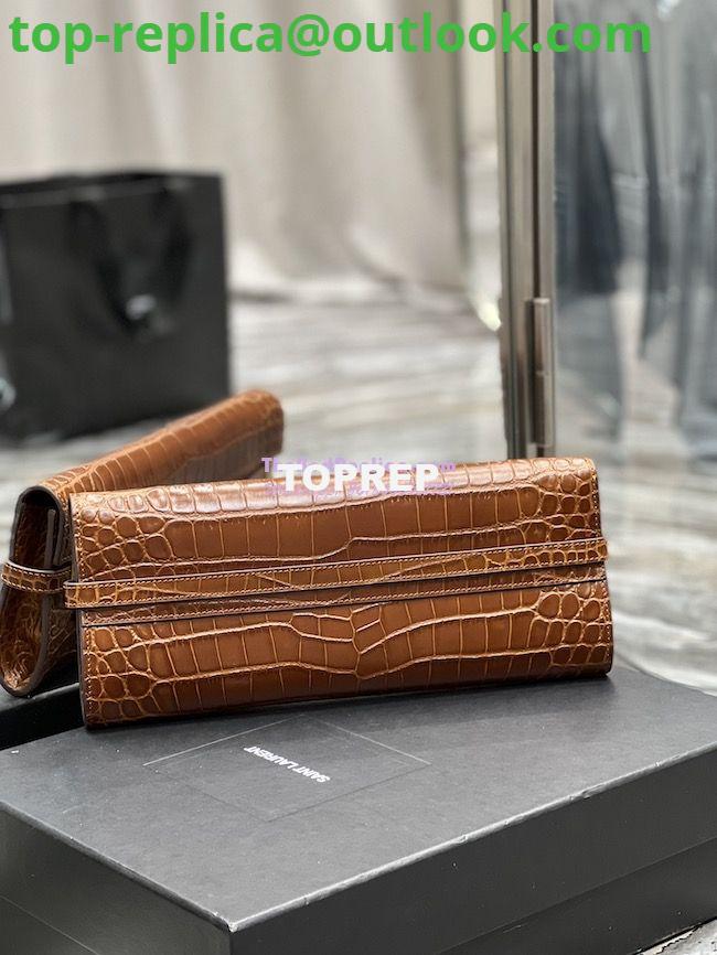 Replica YSL Saint Laurent Manhattan Clutch In Crocodile-Embossed Leather 695949 Dark Caramel 12 Replica YSL Saint Laurent Manhattan Clutch In Crocodile-Embossed Leather 695949 Dark Caramel 12