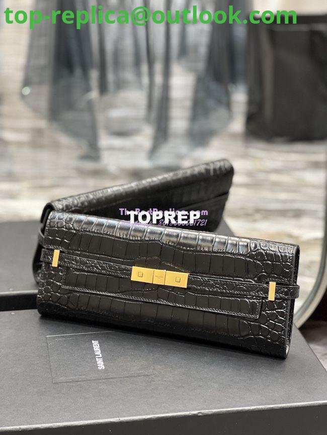 Replica YSL Saint Laurent Manhattan Clutch In Crocodile-Embossed Leather 695949 Black 3 Replica YSL Saint Laurent Manhattan Clutch In Crocodile-Embossed Leather 695949 Black 3
